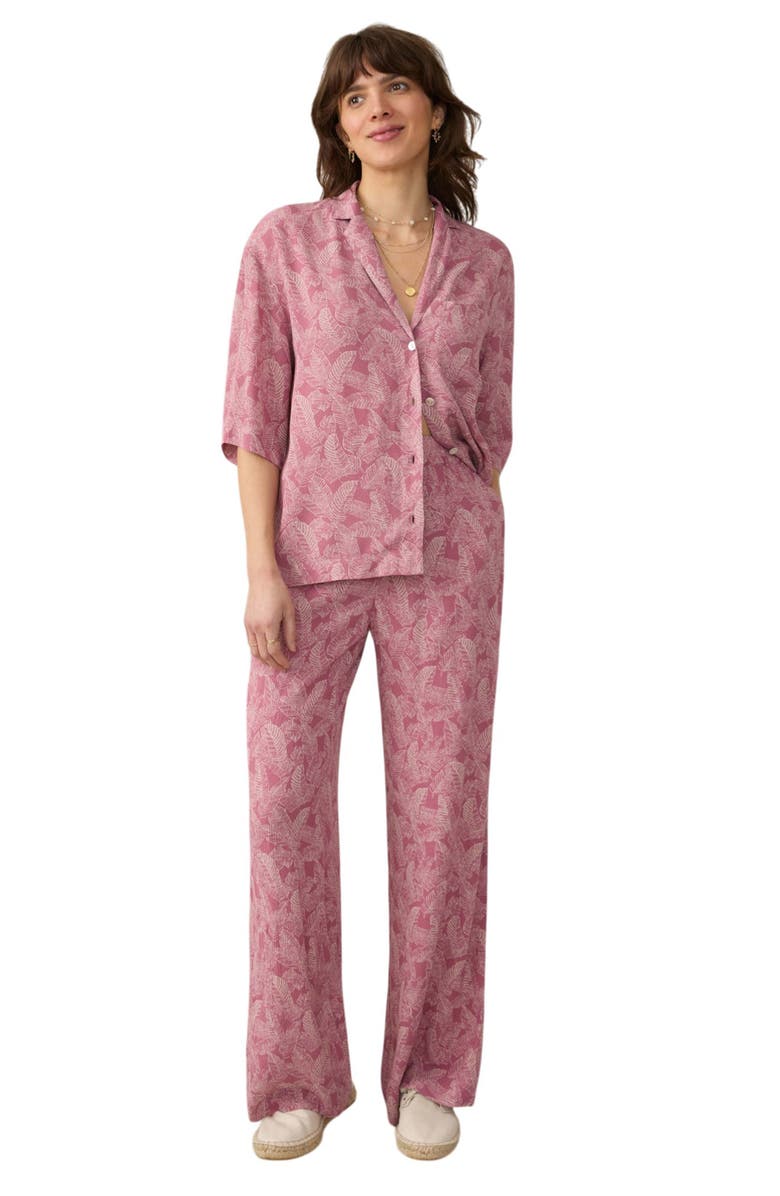 Faherty Cabana Short Sleeve Shirt, Alternate, color, Dusty Rose Banana Leaf