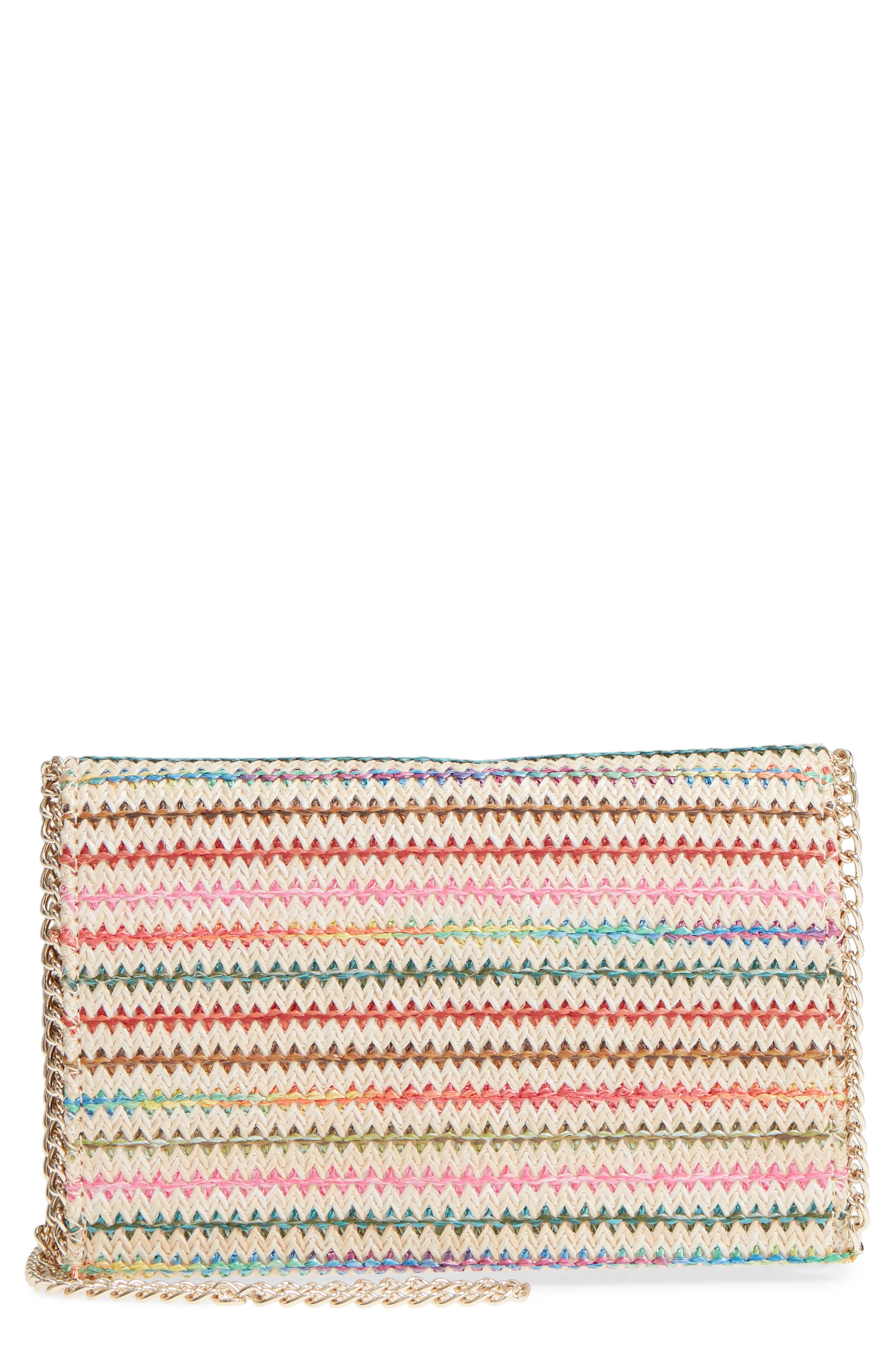 Chelsea28 Multistripe Woven Clutch, Main, color, 