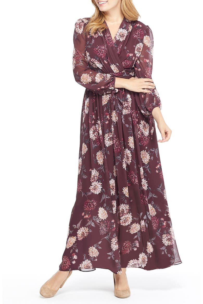 Georgia Chiffon Maxi Dress (Nordstrom Exclusive), Alternate, color, WINE/ VELVET ROSE
