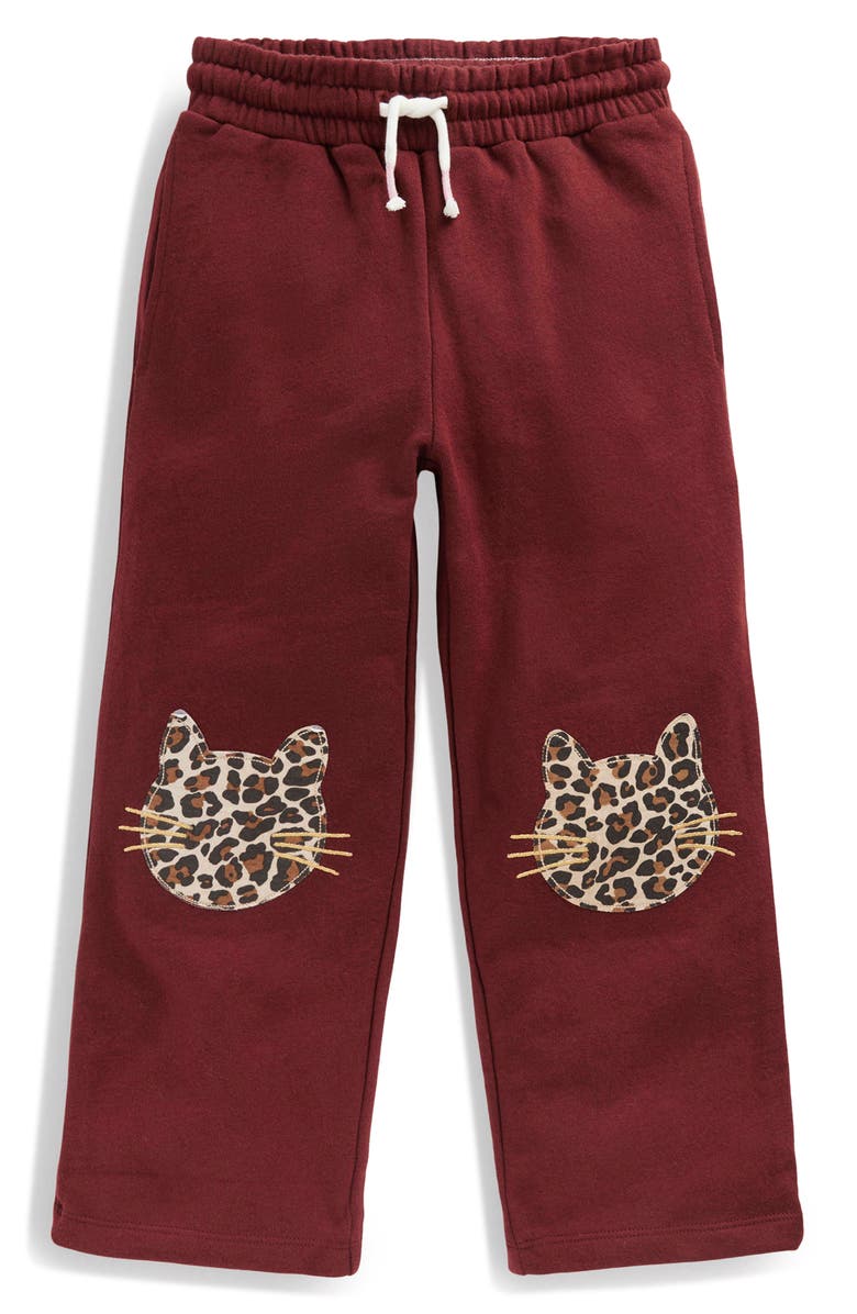 Mini Boden Kids' Appliqué Wide Leg Sweatpants, Main, color, Chestnut Cats
