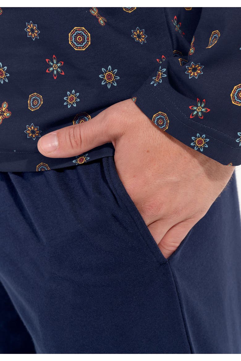 Mandala Long Sleepwear, Alternate, color, Navy Print