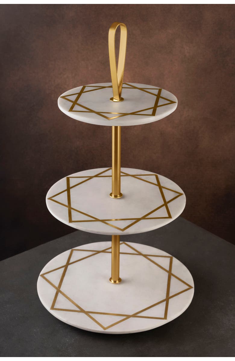 GAURI KOHLI Marbella Cake Stand, Main, color, White