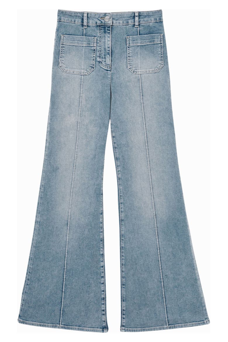 Sakura Pintuck Patch Pocket Wide Leg Jeans, Alternate, color, LIGHT BLUE