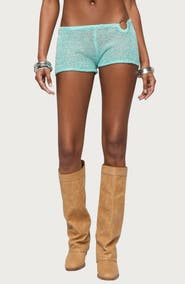 EDIKTED Sarina Sequin Knit Micro Shorts