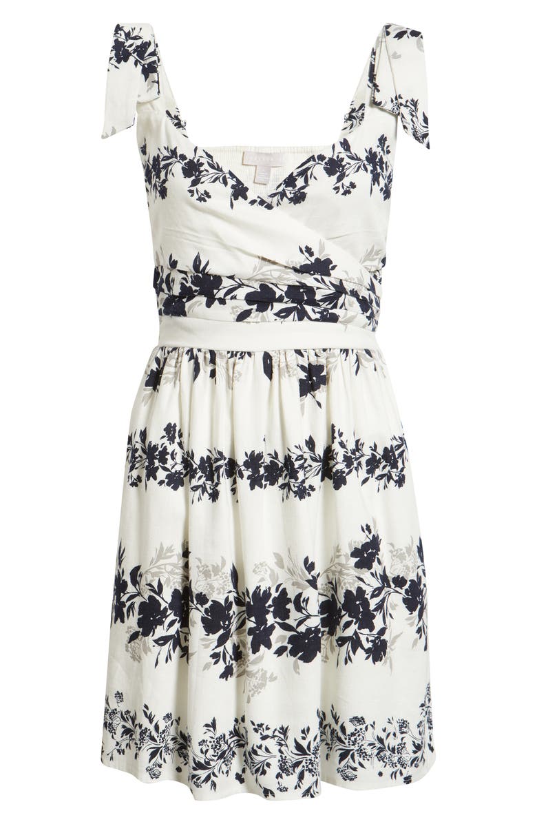 Chelsea28 Floral Print Minidress, Alternate, color, Ivory- Black Hollie Border