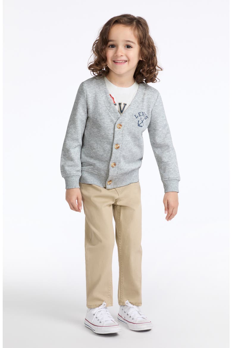 T-Shirt, Cardigan & Pants Set, Alternate, color, LIGHT GREY HEATHER