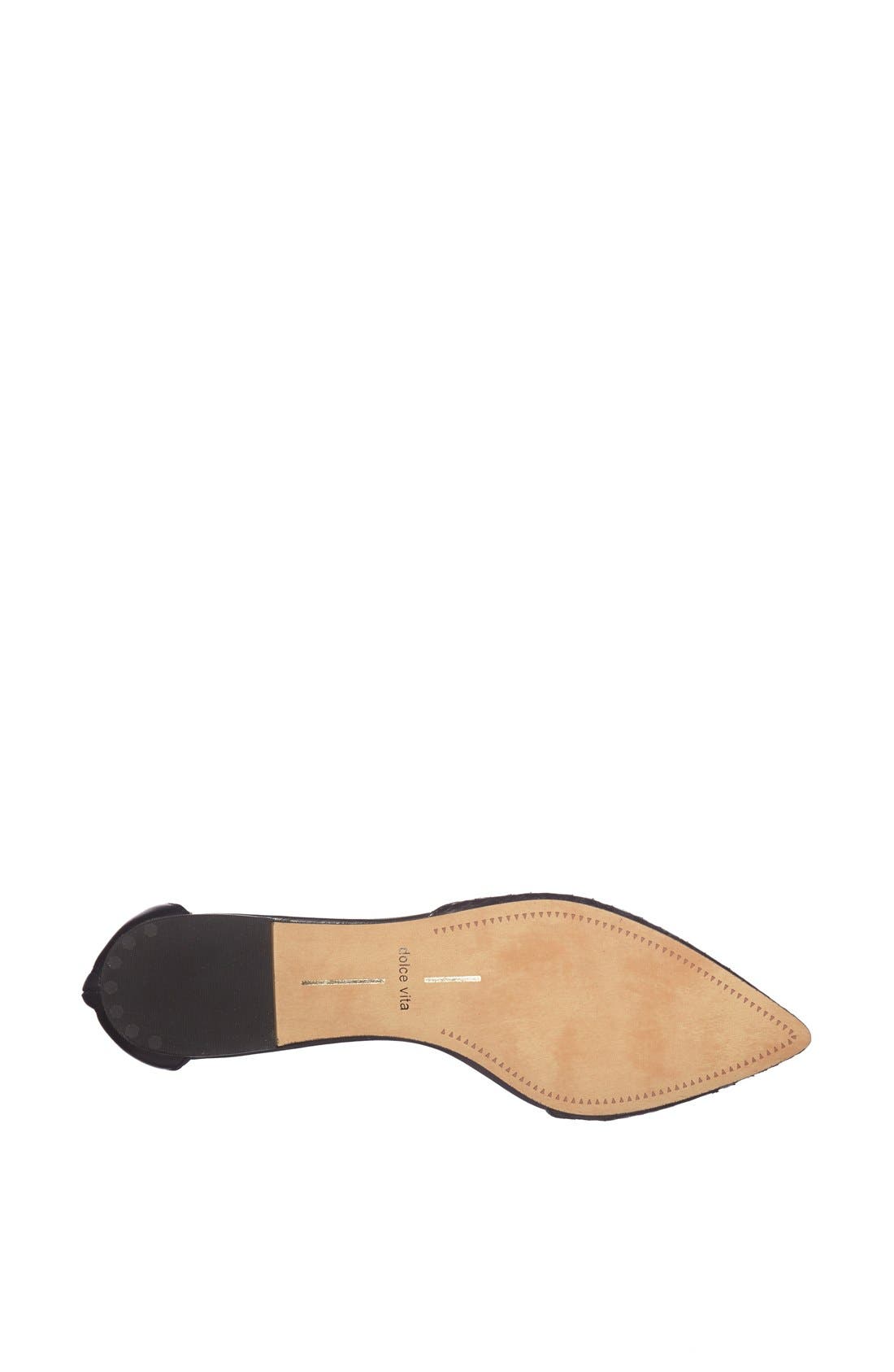 'Agusta' Ankle Strap d'Orsay Flat, Alternate, color, BLACK SNAKE LEATHER