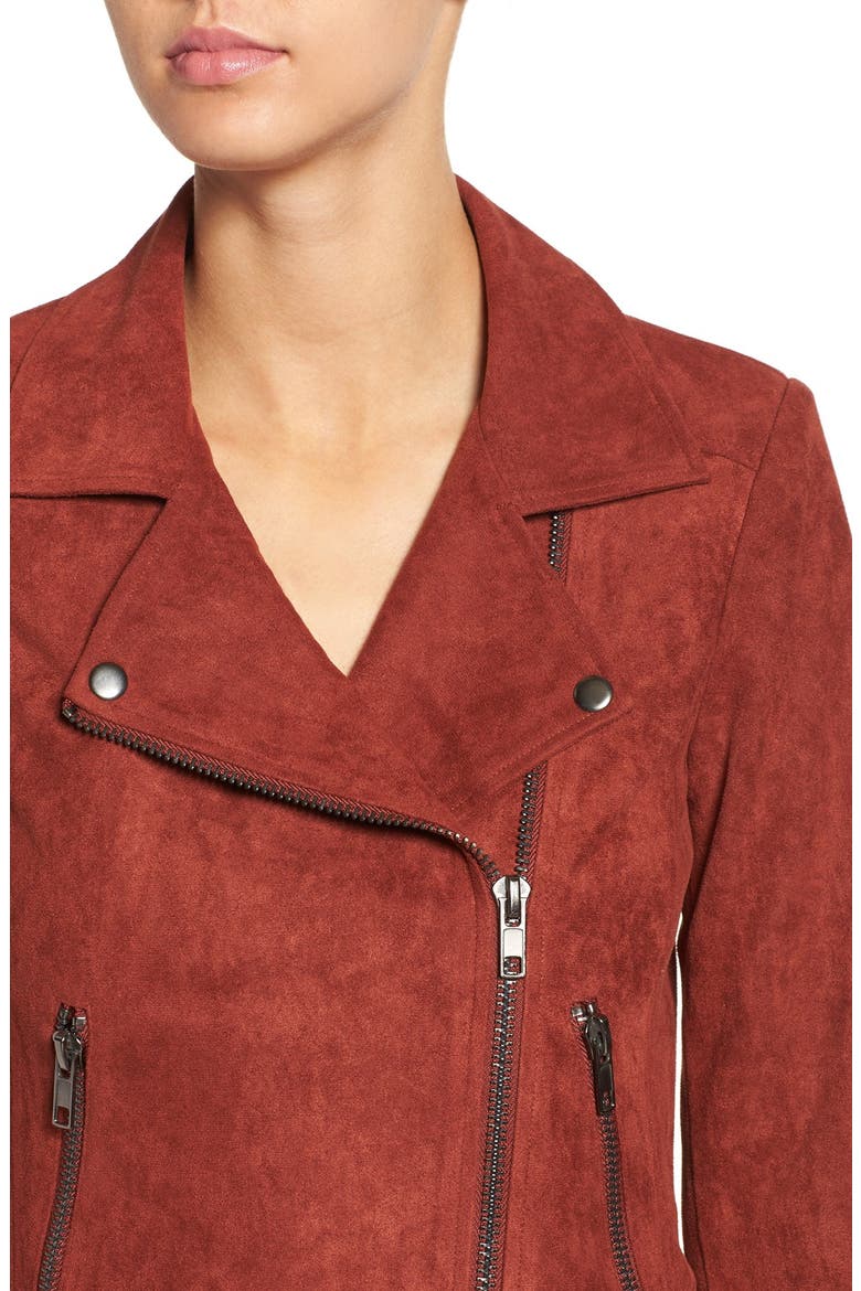 ASTR Faux Suede Moto Jacket, Alternate, color, RUSTED TAN