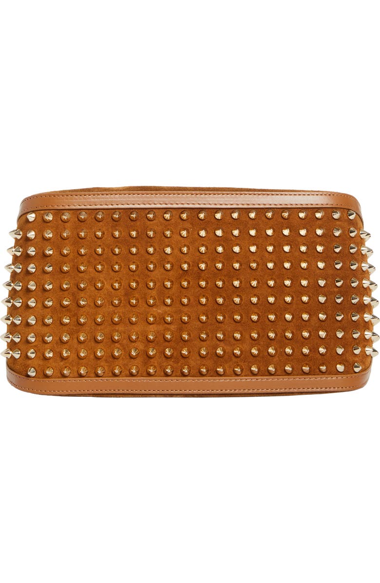 Christian Louboutin Funky Empire Spike Dopp Leather Top Handle Pouch, Alternate, color, Rhea/ Gold