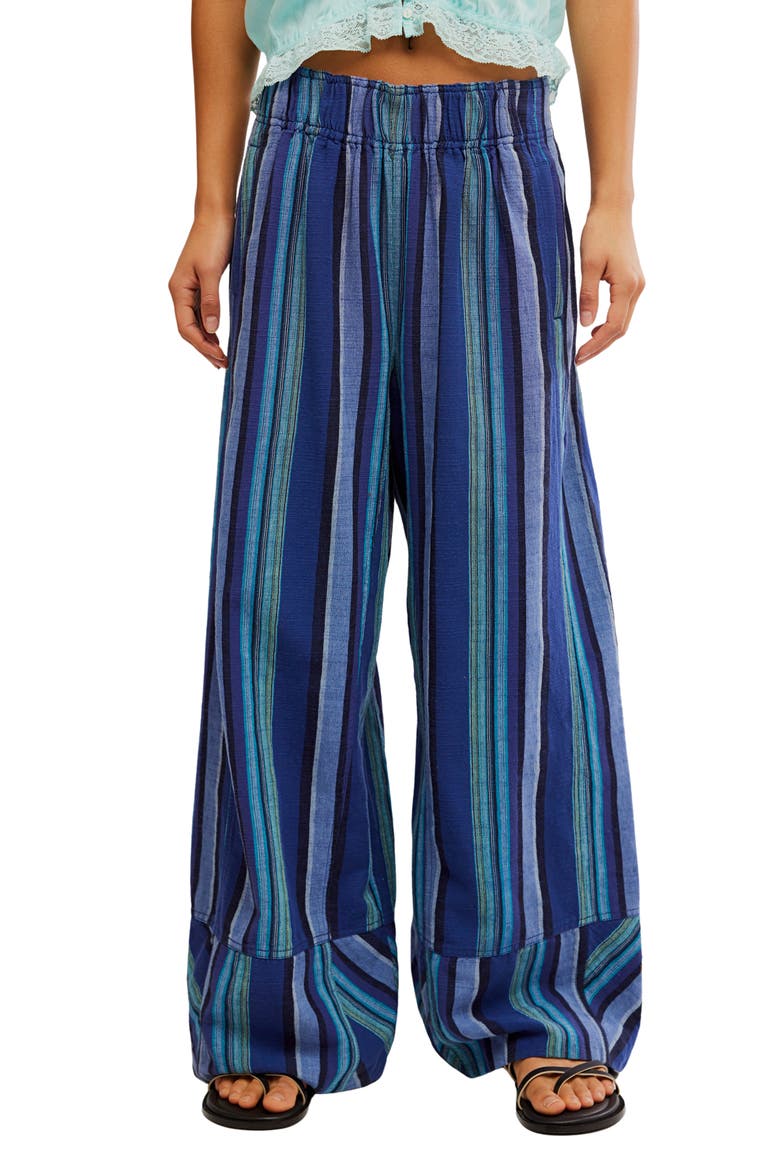 Days End Stripe Wide Leg Linen Pants, Main, color, NAVY COMBO