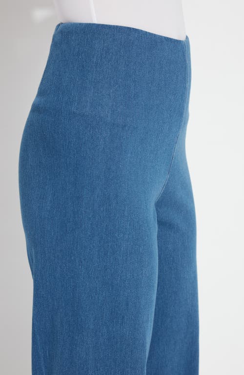 Lyssé Lysse Eyelet Hem Pull-on Crop Wide Leg Knit Jeans In Blue