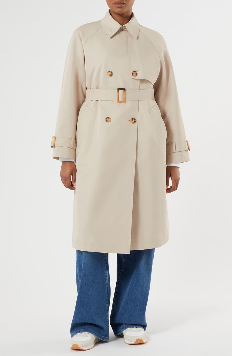 Marina Rinaldi Patto Water Repellent Cotton Blend Trench Coat, Main, color, Beige