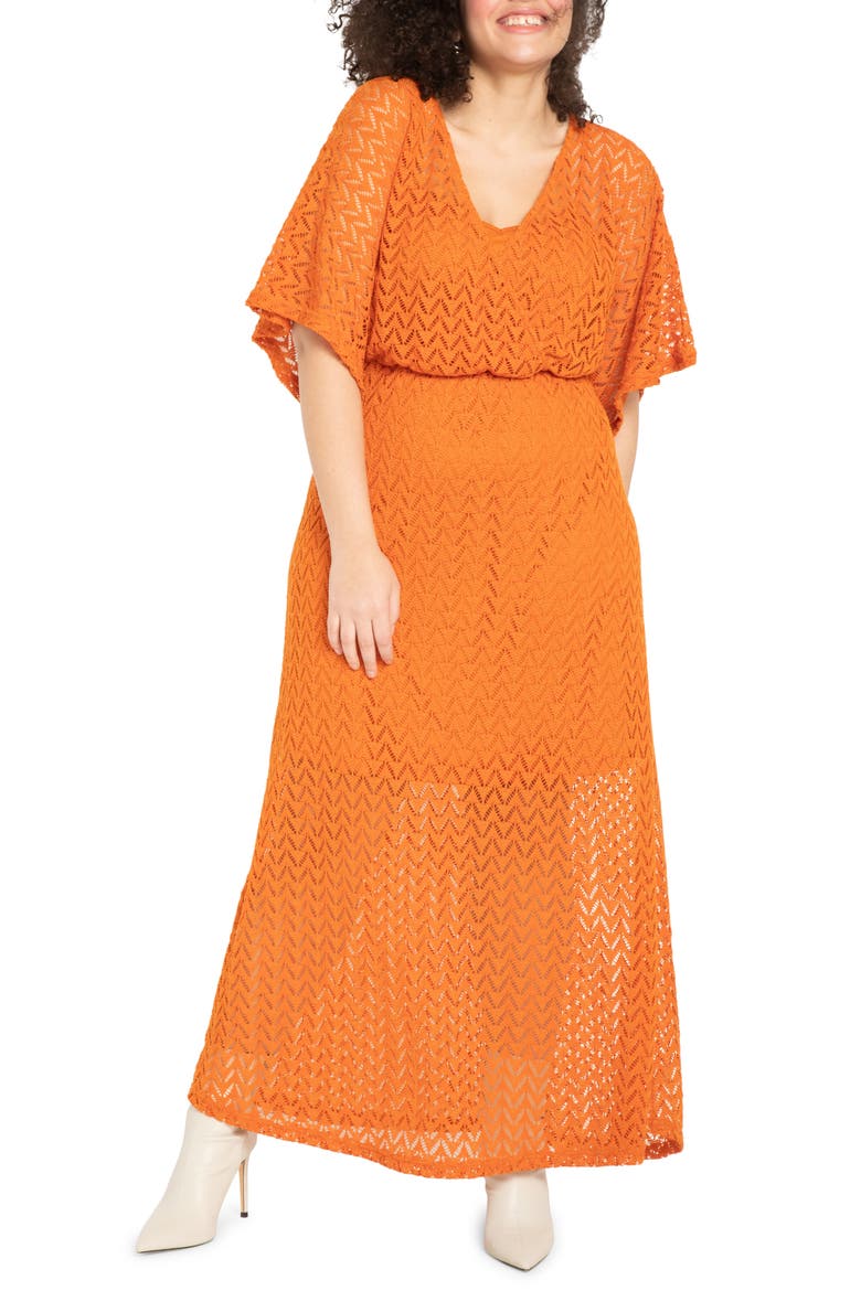 Crochet Lace Maxi Dress, Main, color, HAWAIIAN SUNSET