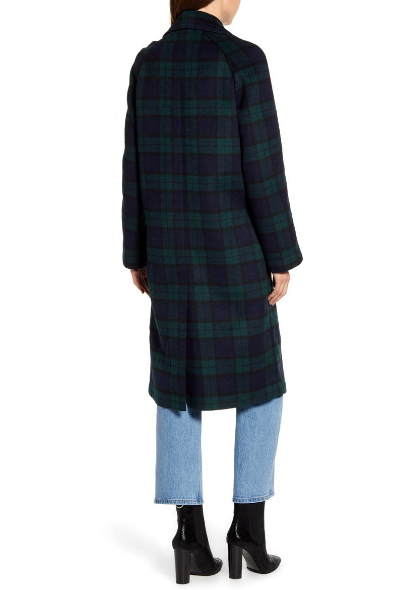 Double Face Wool Blend Coat, Alternate, color, NAVY/ GREEN