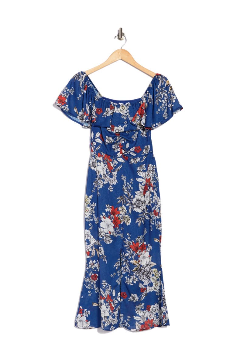 NSR Zoe Ruffled Square Neck Midi Dress, Alternate, color, 