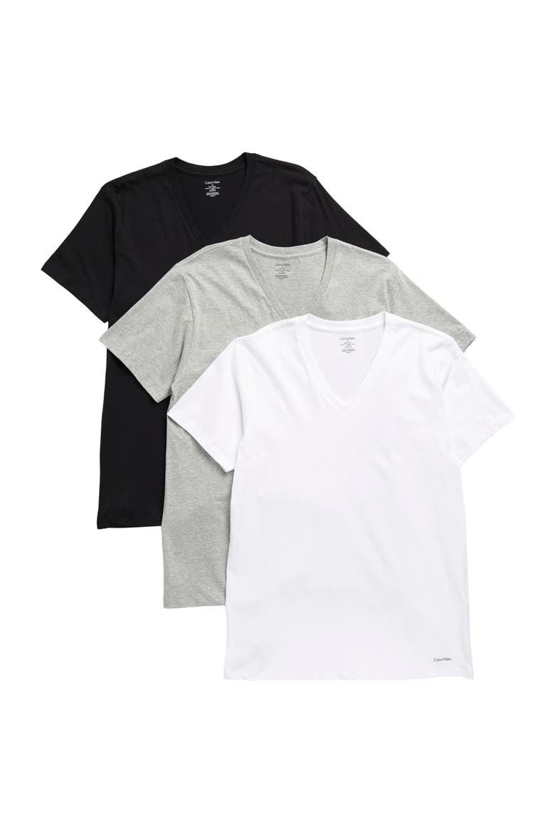 3-Pack Cotton V-Neck T-Shirt, Main, color, MP1 1GR HTHR 1W