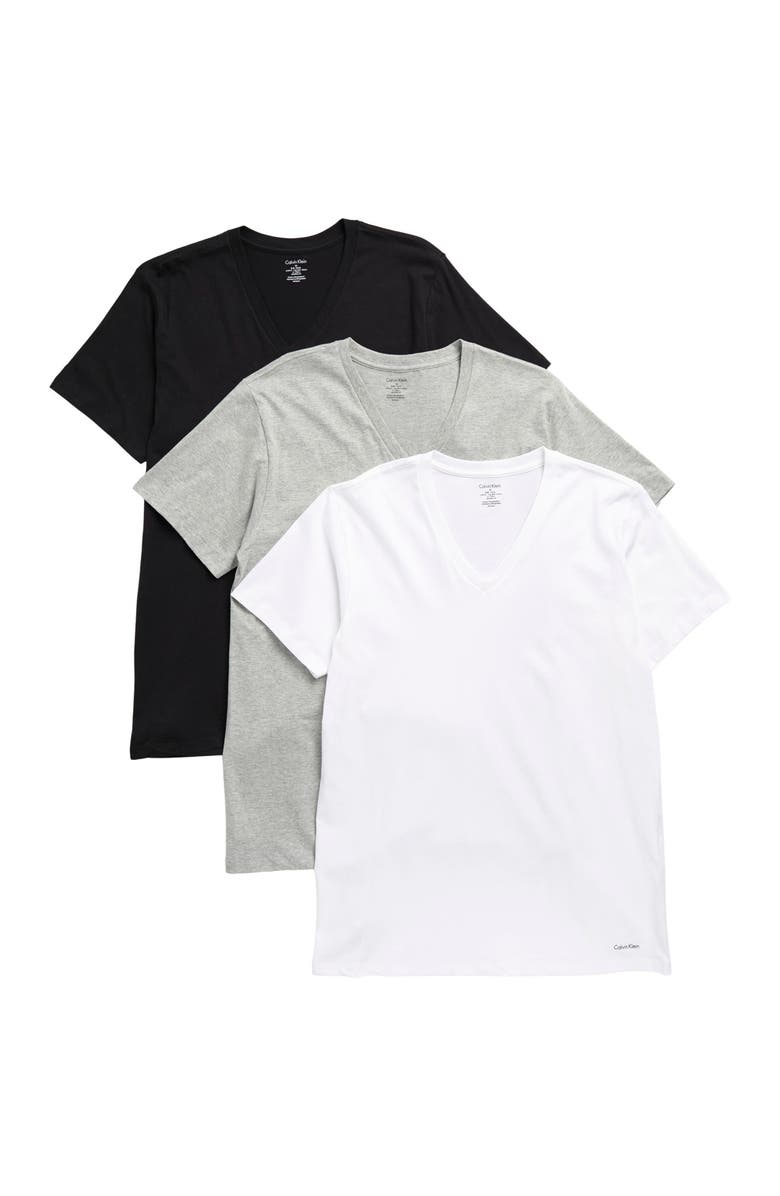 Calvin Klein 3-Pack Cotton V-Neck T-Shirt, Main, color, Mp1 1Gr Hthr 1W