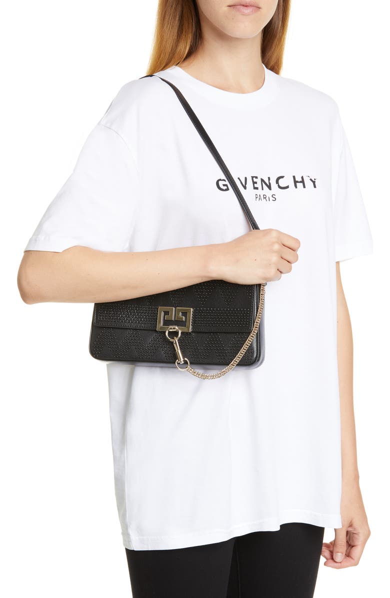 Givenchy Chevron Studded Leather Shoulder Bag, Alternate, color,