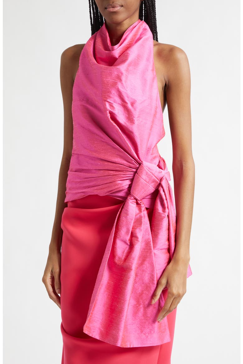 Silk Shantung Sarong Halter Top, Alternate, color, IBUPROFEN