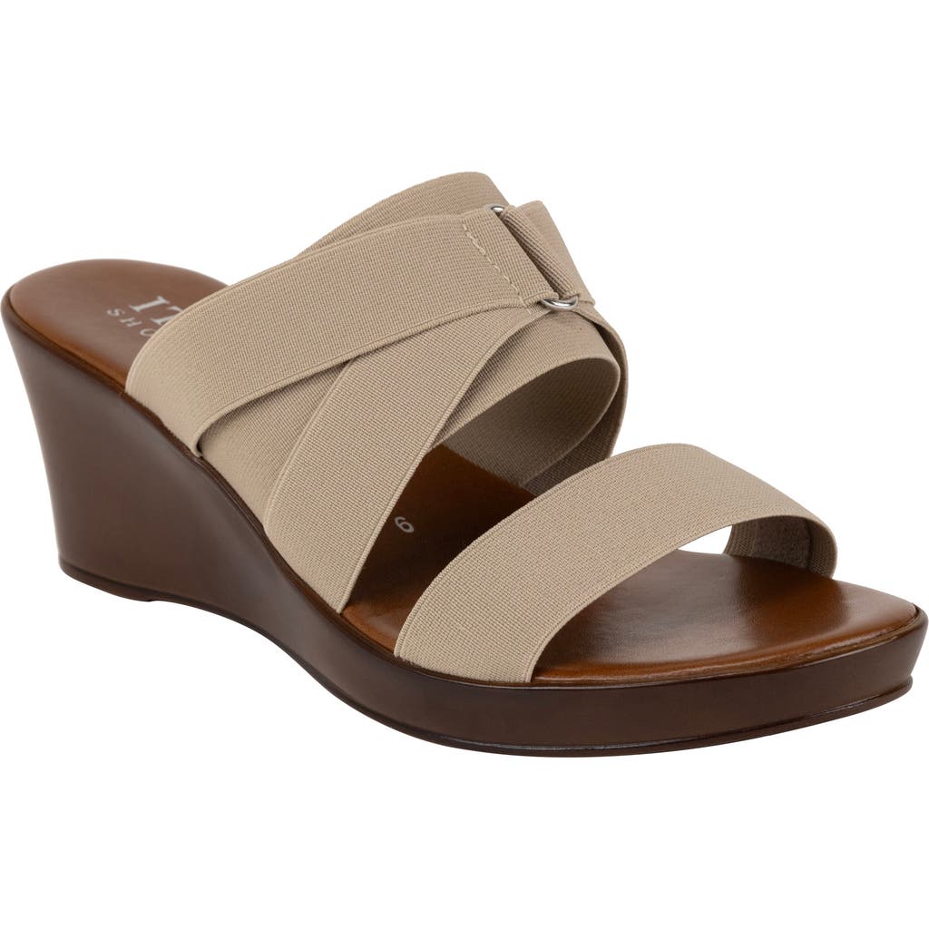 Italian Shoemakers Clous Wedge Sandal In Taupe