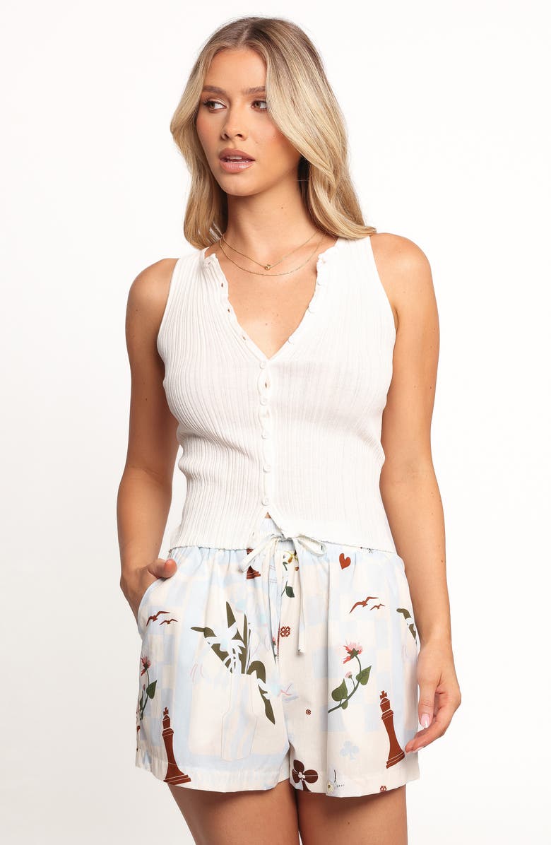 Petal & Pup James Floral Cotton Drawstring Shorts, Alternate, color, Blue Floral