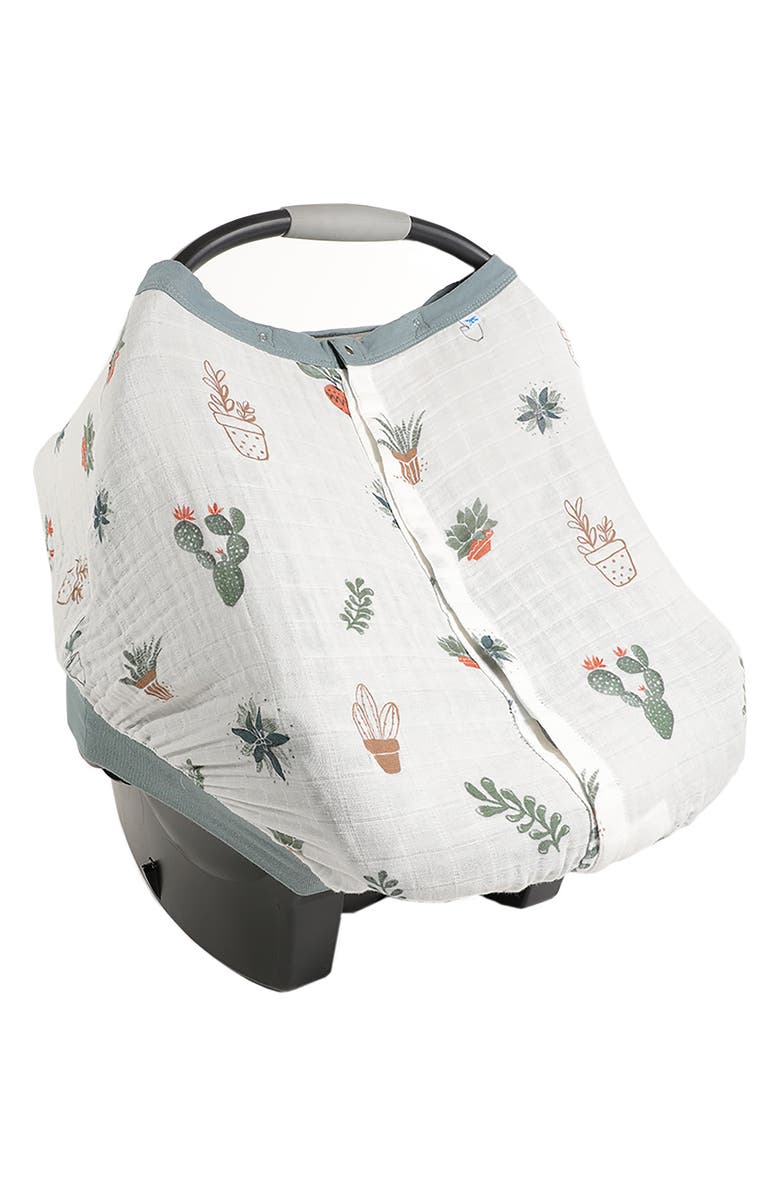 little unicorn Cotton Muslin Car Seat Canopy, Main, color, Prickle Pots