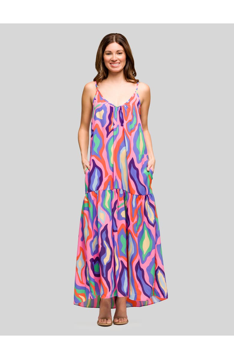 24seven Comfort Apparel V-Neck Ruffle Sleeve Knee Length Dress, Main, color, 