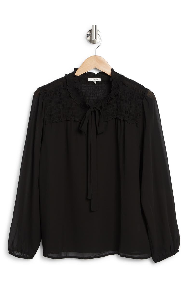 Pleione Long Sleeve Ruched Tie Front Top, Alternate, color, 