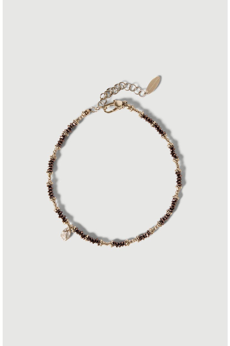 Brown Hematite and Sterling Silver anklet, Alternate, color, Light Gold