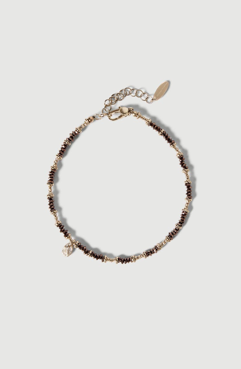 Brunello Cucinelli Brown Hematite and Sterling Silver anklet, Alternate, color, Light Gold