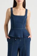 NVLT Peplum Stretch Cotton Denim Top