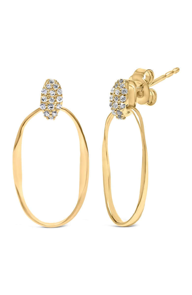 Haus of Brilliance 14K Yellow Gold Plated Silver 1/10 Cttw Diamond Textured Dangle Hoop Earrings, Main, color, Yellow