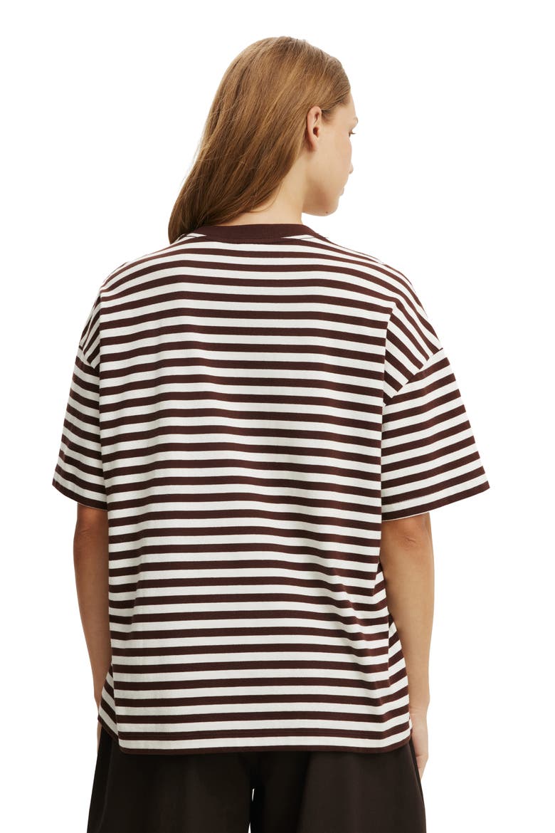 Women's Boxy Short Sleeve Tee, Alternate, color, Sophie Stripe Dark Oak