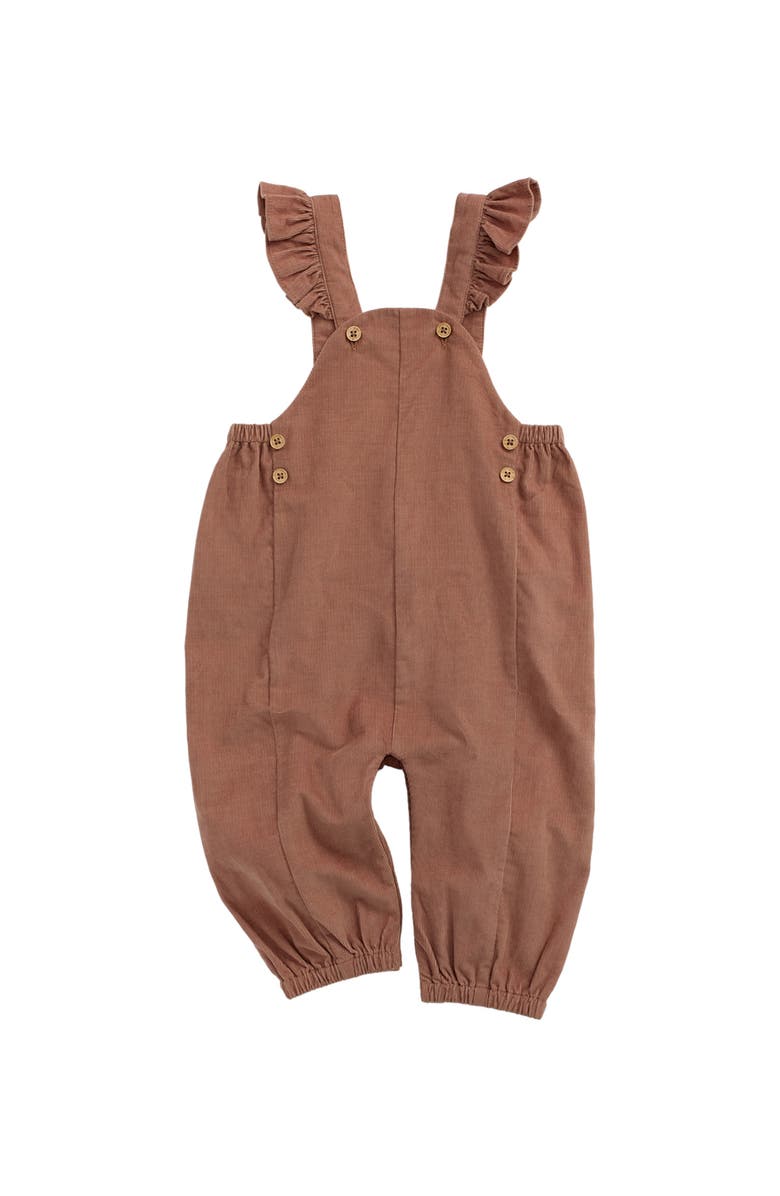 MORI Frilled Corduroy Overalls, Main, color, Mocha Mousse
