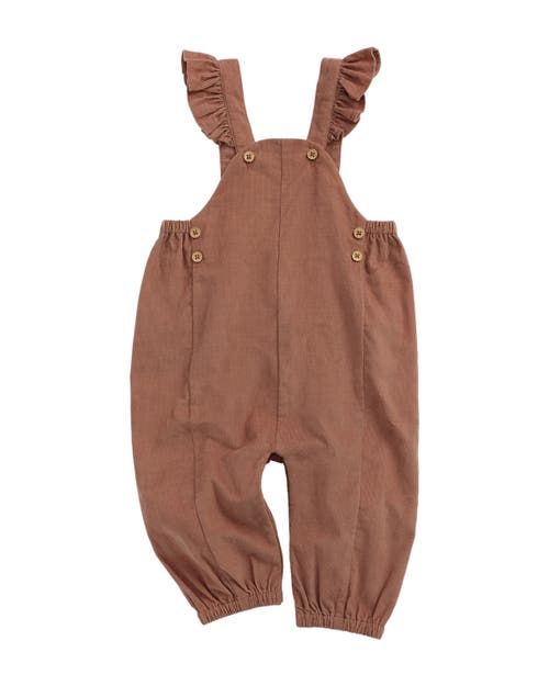 Mori Babies' Frilled Corduroy Overalls In Brown