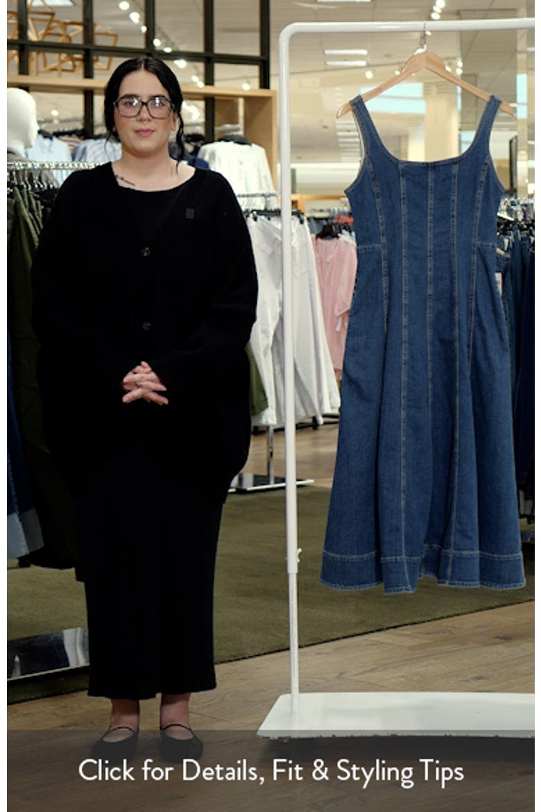 loft seamed denim midi dress Seamed Denim Mini Pocket Dress in Ecru