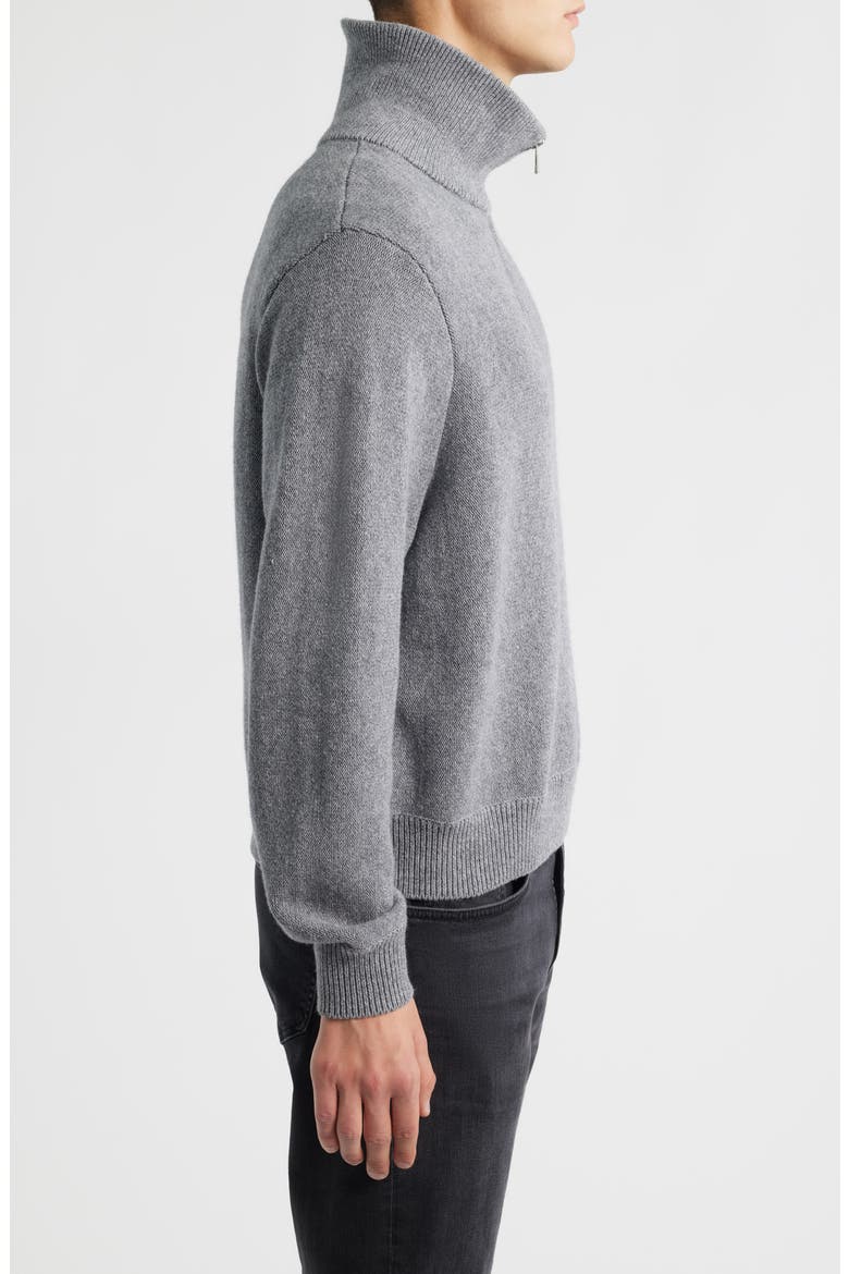 Half Zip Wool & Cotton Sweater, Alternate, color, GREY MELANGE