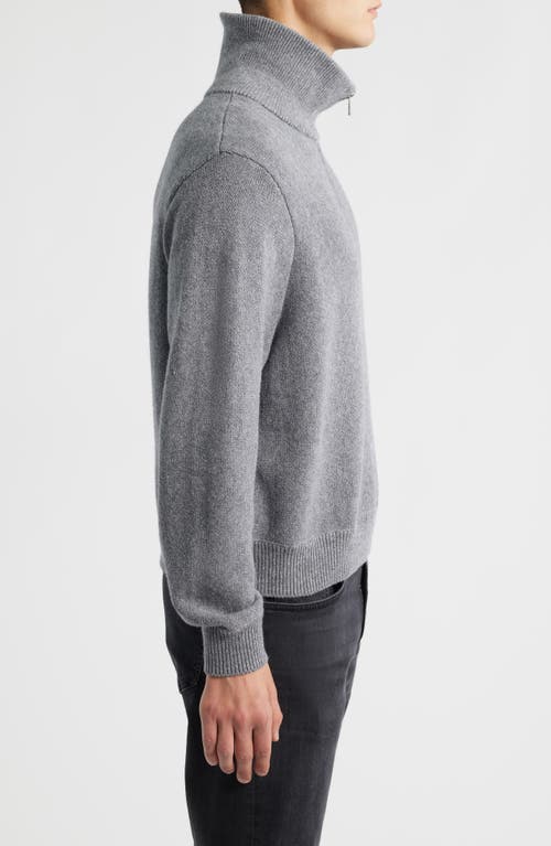 Frame Wool And Cotton Half-zip Sweater In Gray