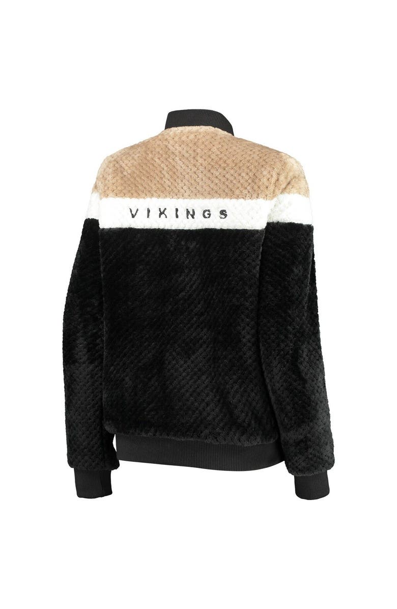 G-III 4HER BY CARL BANKS Women's G-III 4Her by Carl Banks Black/Cream Minnesota Vikings Riot Squad Sherpa Full-Snap Jacket, Alternate, color, 