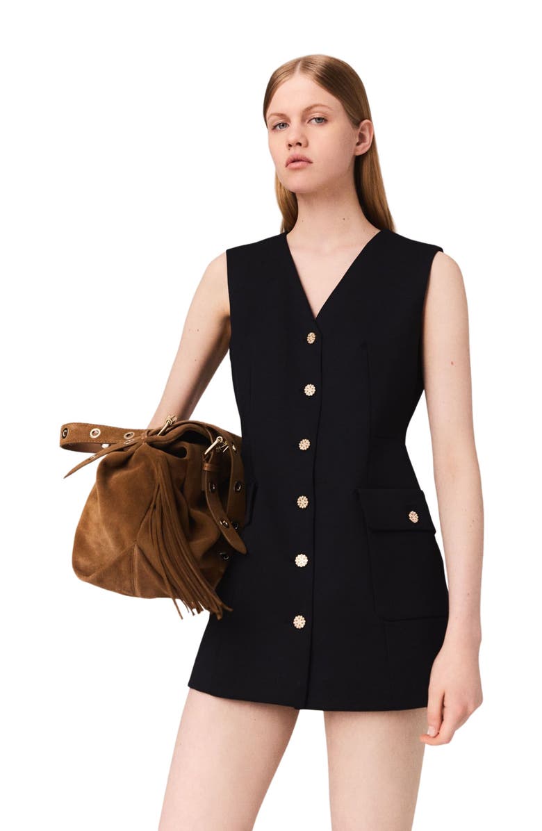 maje Layered-effect wool-blend jumpsuit, Alternate, color, Navy