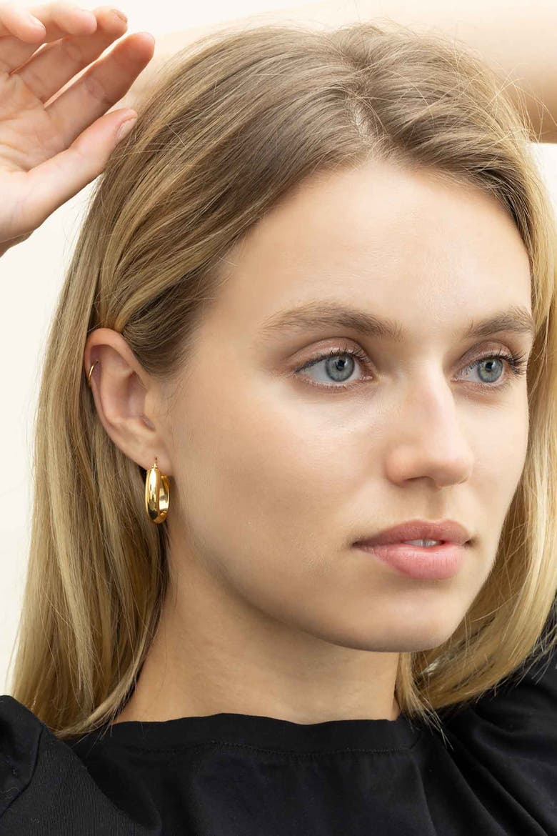 14K Yellow Gold High Society Oval Hoops, Alternate, color, Yellow Gold
