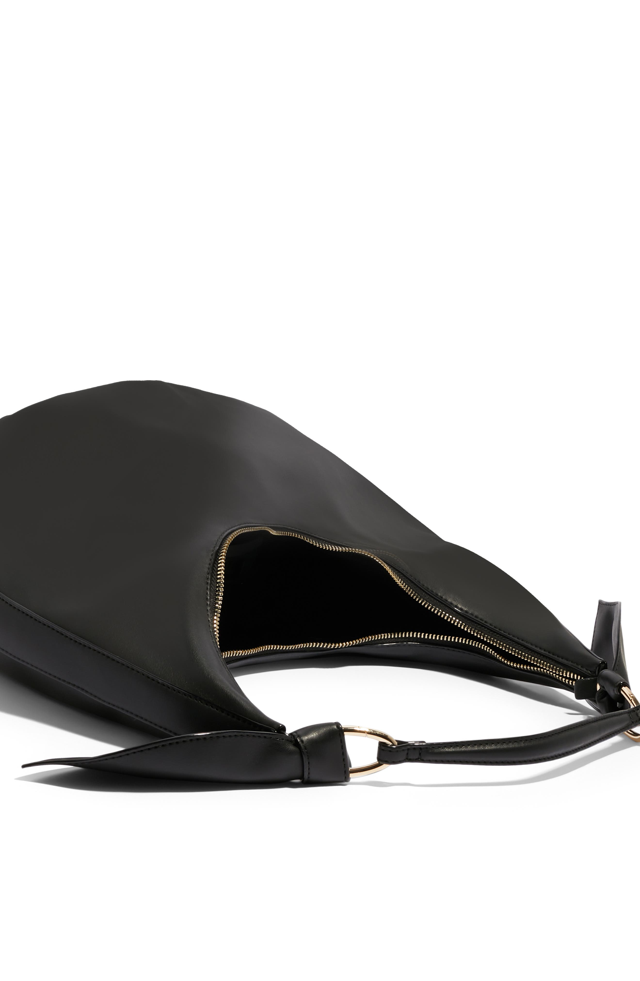 H.O.W. We Saunter Vegan Leather Hobo Bag, Alternate, color, NOIR