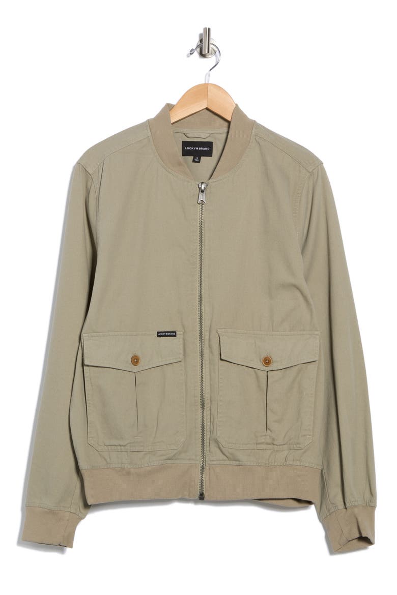 Cotton Twill Utility Bomber Jacket, Alternate, color, LAUREL OAK