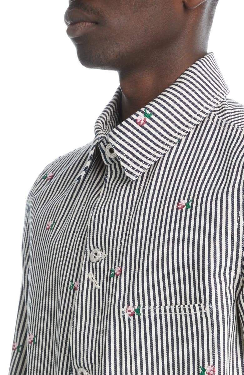 KENZO Rinse Stripe Workwear Denim Shirt Jacket, Alternate, color, 