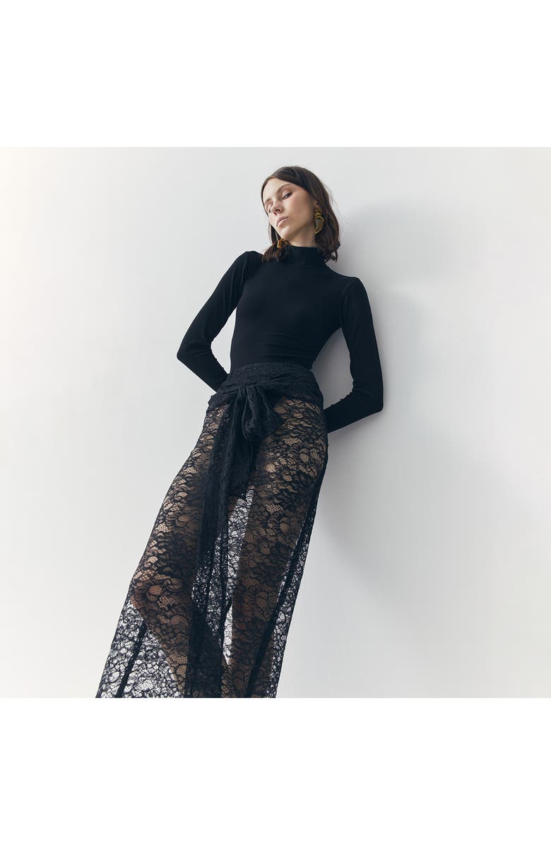 ATS Mila See Thru Lace Skirt, Alternate, color, Black