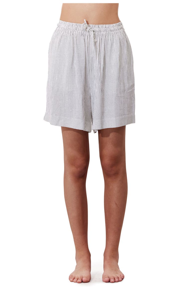 Gottex Beach Life Saltstripe Bermuda Short Cover-Up, Main, color, Black-Cream