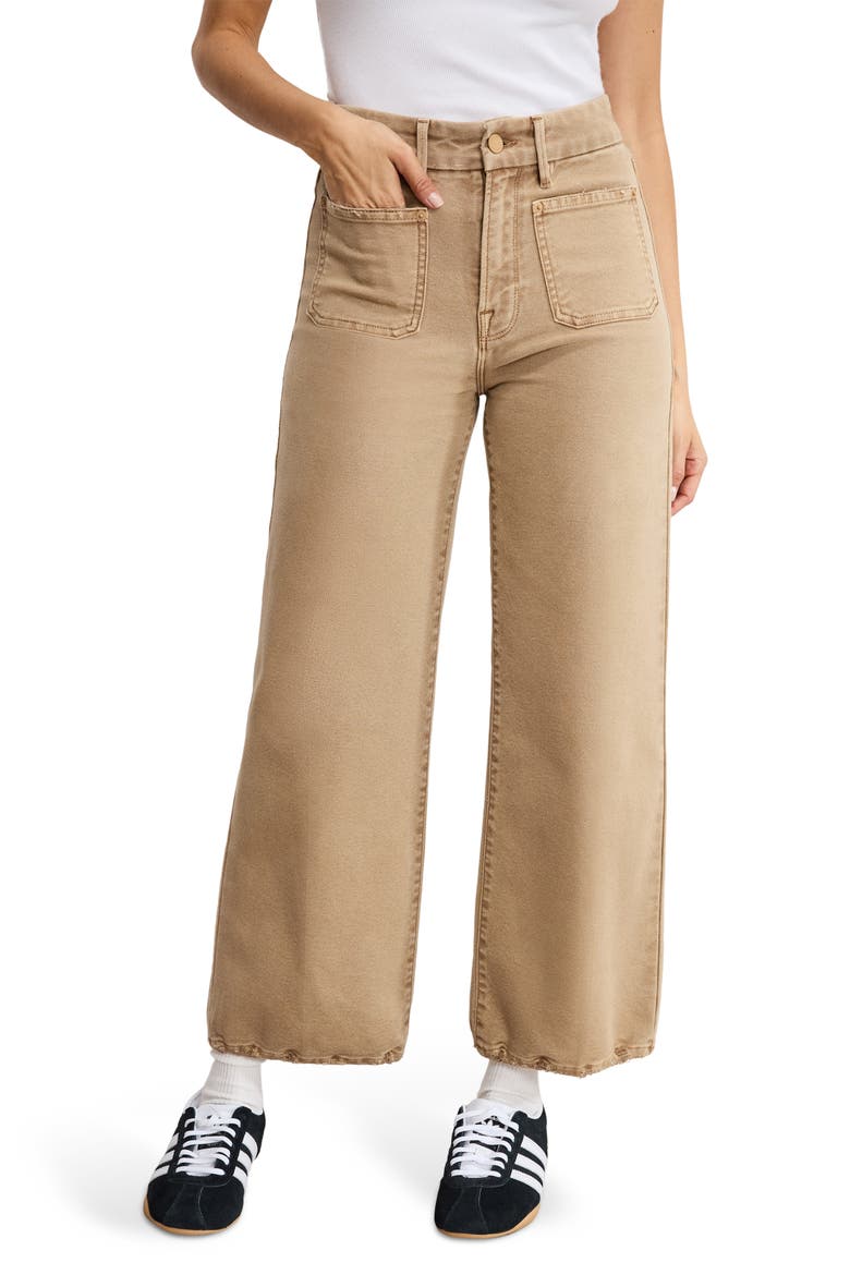 Patch Pocket Crop Palazzo Jeans, Main, color, GOOD KHAKI001
