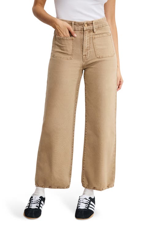 Patch Pocket Crop Palazzo Jeans (Good Khaki) (Regular & Plus)
