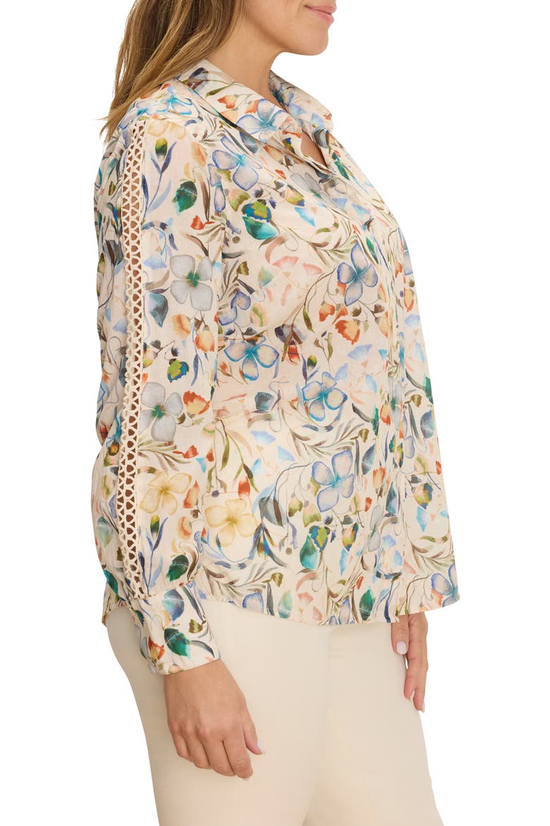 Pressed Flowers Woven Cotton Shirt, Alternate, color, NEUTRAL MULTI