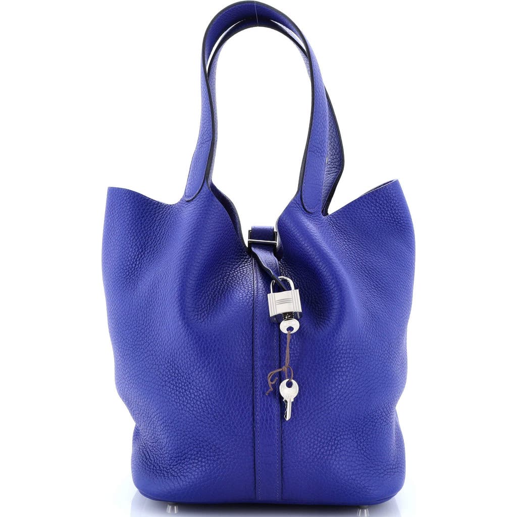Pre-owned Hermes Hermes Picotin Lock Bag Clemence Gm In Blue